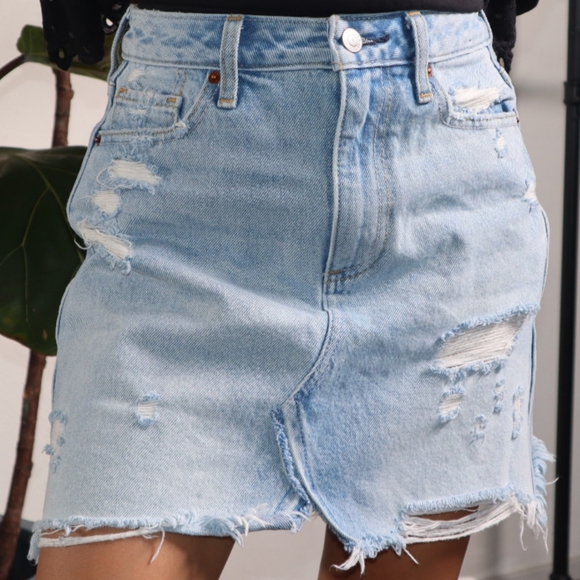Abercrombie Zoe Natural Rise Vintage A-line Skirt Size 0/25 Pre-owned Denim Skir - Picture 10 of 10